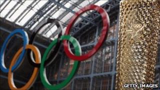 Olympic rings in St Pancras station