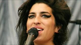 British pop singer Amy Winehouse performing at the Glastonbury music festival in 2007