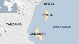 Map of Zanzibar and Pemba