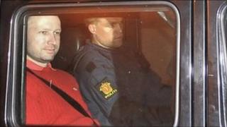 Anders Behring Breivik leaves court, 25 July