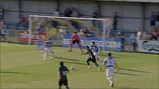 Real Betis about to score against Havant and Waterlooville