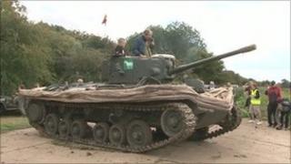 The 1943 Mark 9 DD Valentine tank arriving into Burton upon Stather