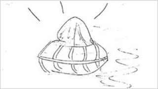 Sketch of the UFO seen above the ROF in Blackburn in 1979