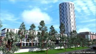 Artist drawing of new student accommodation in Leicester