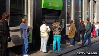 People queuing at a job centre
