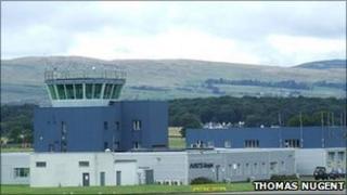 National Air Traffic Services control tower at the east side of Glasgow Airport