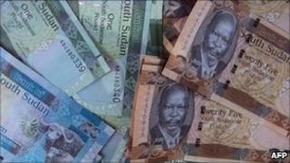 Notes of South Sudan's new currency, the pound