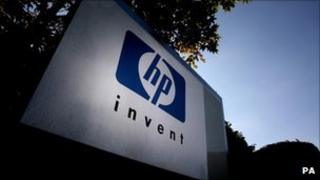 Hewlett-Packard sign outside its UK headquarters