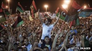 Libyan rebels celebrating