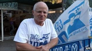 Noam Shalit, Gilad's father, outside the family protest tent in Jerusalem, 17 August