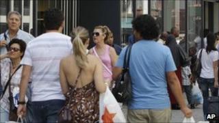 Shoppers in New York