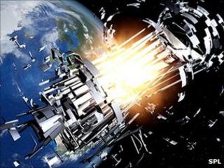 Artist's impression of a space collision