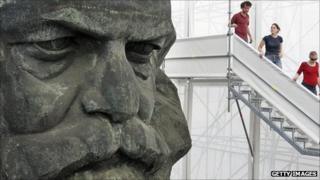 Plastic bust sculpture of Karl Marx