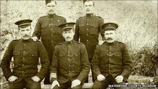 Sgt Patrick Hassett (front row, centre) flanked by colleagues from the Royal Irish Constabulary circa 1910