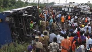The site of the train crash near Chennai on 13 September 2011