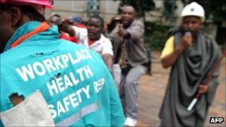 South African mineworkers demonstrate over safety standards (archive shot)