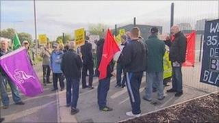 Protesters at MediaCityUK