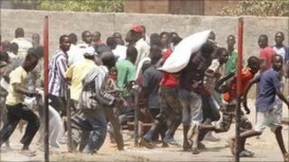 Protesters in Kitwe, Zambia, 22 September 2011