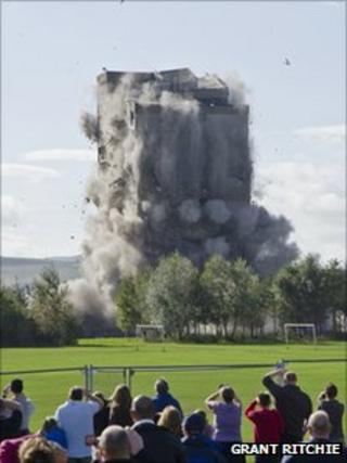 Tower block demolished