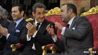 French President Nicolas Sarkozy and Moroccan King Mohammed VI in Tangiers (29 Sept 2011)