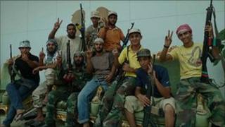 Pro-Gaddafi supports at Sirt airport