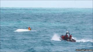 The rescue of Nick Schuyler, in a Coast Guard handout photo