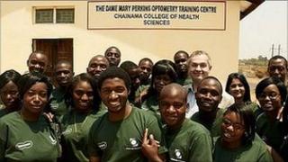 Zambian optometric students and Ken Macdonald, Specsavers Scottish Oban store director