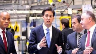 Ed Miliband on a visit to Worcester on Monday