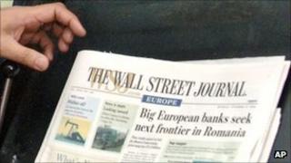 A copy of WSJ Europe at its Brussels printing press