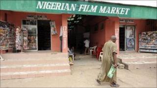 A Nigerian film market in Lagos (archive shot)