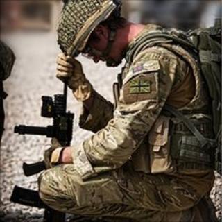 A British soldier on patrol in Afghanistan