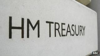 Sign at the entrance to the HM Treasury