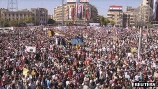 Pro-Assad demonstration in Aleppo. Photo: 19 October 2011
