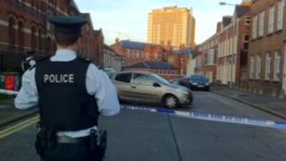 Police at the scene of the incident in south Belfast