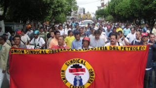 strikers on street of Bogota