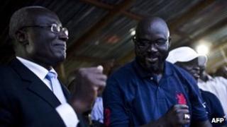 Winston Tubman (l) and George Weah (r)