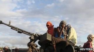 Al-Shabab fighters pictured in Mogadishu, October 2011