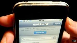 Twitter page on mobile phone