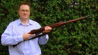Ernest White with the Mannlicher rifle