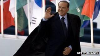 Italian Prime Minister Silvio Berlusconi arrives at the G20 summit in Cannes, 3 November