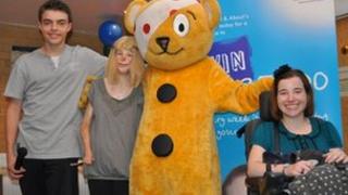 Lewis Old, Terri Calvesbert, Pudsey Bear and Rebecca Jackaman