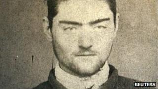 Undated photograph of a police mugshot of Ned Kelly, aged 16, at the Old Melbourne Gaol, released March 13, 2008