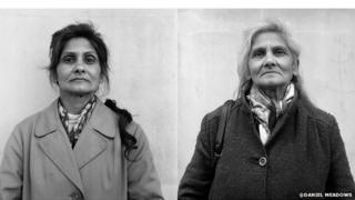 Florence Alma Snoad, Now and Then portrait from the Free Photographic Omnibus, Southampton, 1974 and 1999.