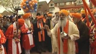 Sikhs gather at the opening of the new temple