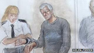 A court drawing of Michael Jackson. Photo: Helen Tipper