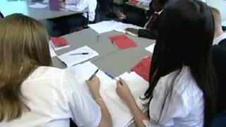 Girls studying