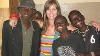 Heidi Munson with Ugandan orphans