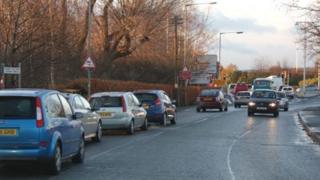Traffic leading from Plas Coch, Wrexham