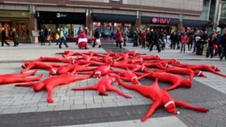 The flashmob participants forming a snowflake. Photo: Ember Television