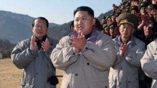 Kim Jong-Un, son of late North Korean leader Kim Jong-Il, visiting the construction site of a power station in Jagang Province, North Korea